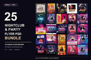 25 Nightclub Party Flyer PSD Bundle