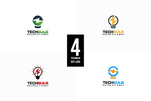 Set of Modern Tech Bulb logo designs