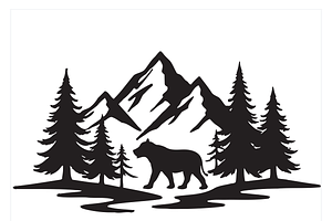 Mountain Reflection Silhouette Art, a Decorative Illustration by CarWrap design