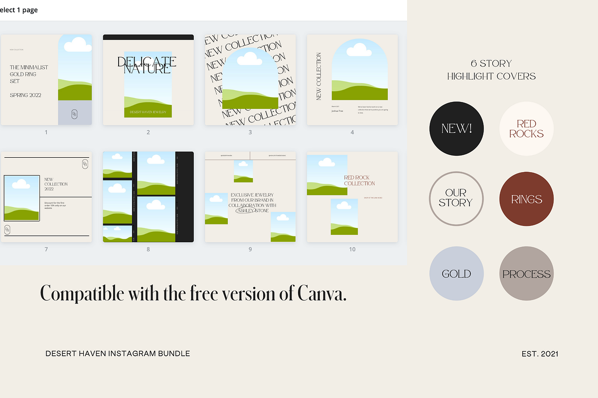 Desert Haven Canva Instagram Bundle, a Social Media Template by ALunadoki Design (Photo 7 of 7)