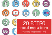 Retro Social Media Icons, an Icon by Little Star Creative (Thumbnail 1 of 2)