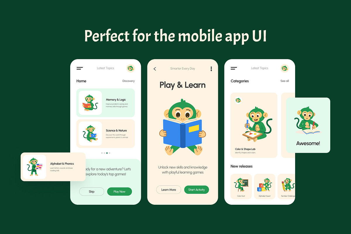 100 Cute Monkey Vector Icons, an Emoji Icon by Creative Stall (Photo 3 of 11)