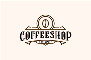 Coffee Shop Logo Line Art Vintage