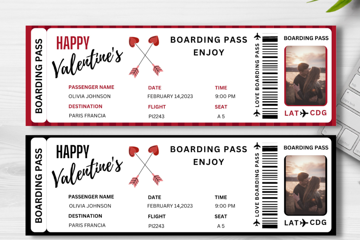 Boarding Pass for Valentine's Day, a Card Template by YasdeyDesigns (Photo 9 of 9)