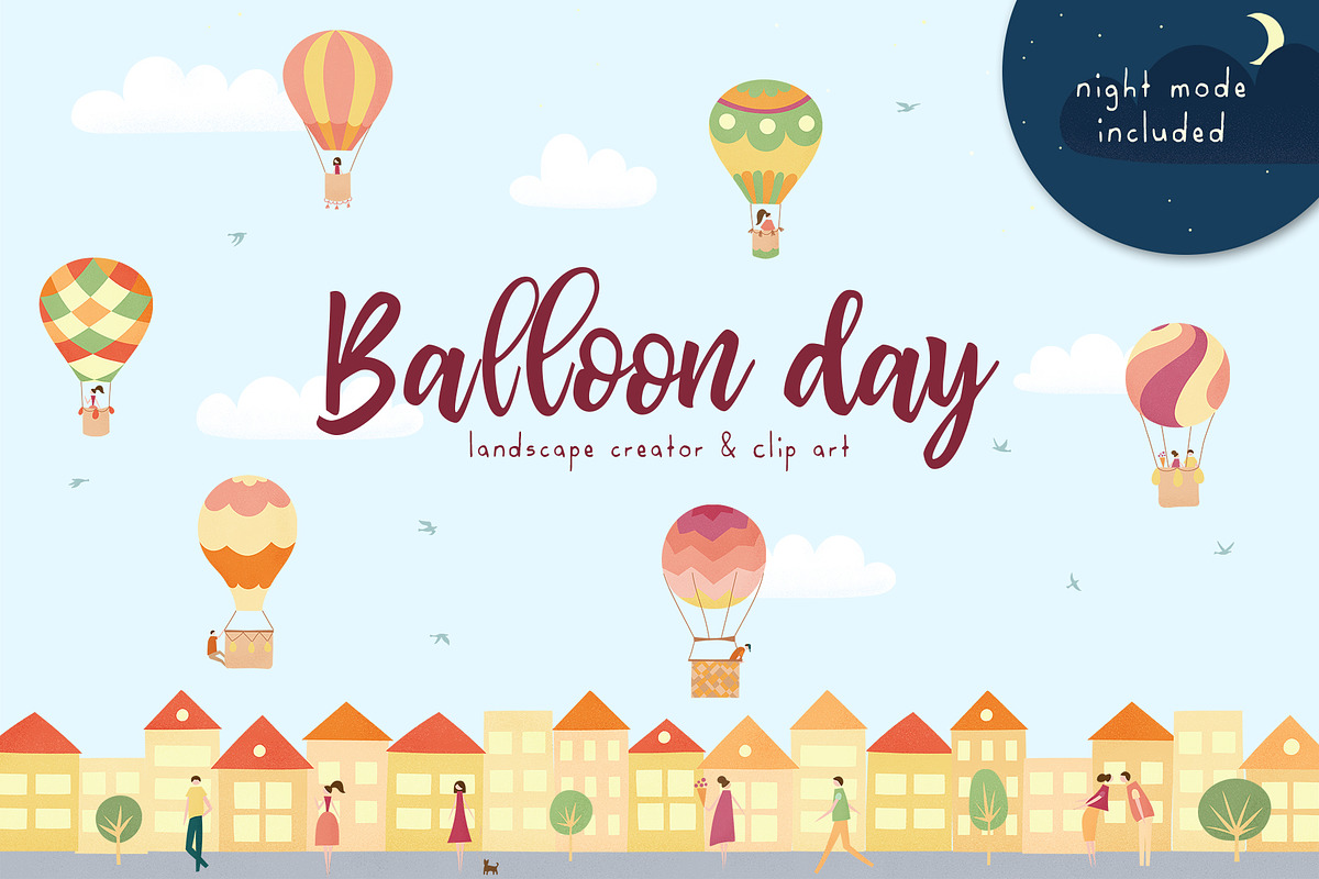Balloon Day - creator & clipart, a Decorative Illustration by Pikovit (Photo 1 of 9)