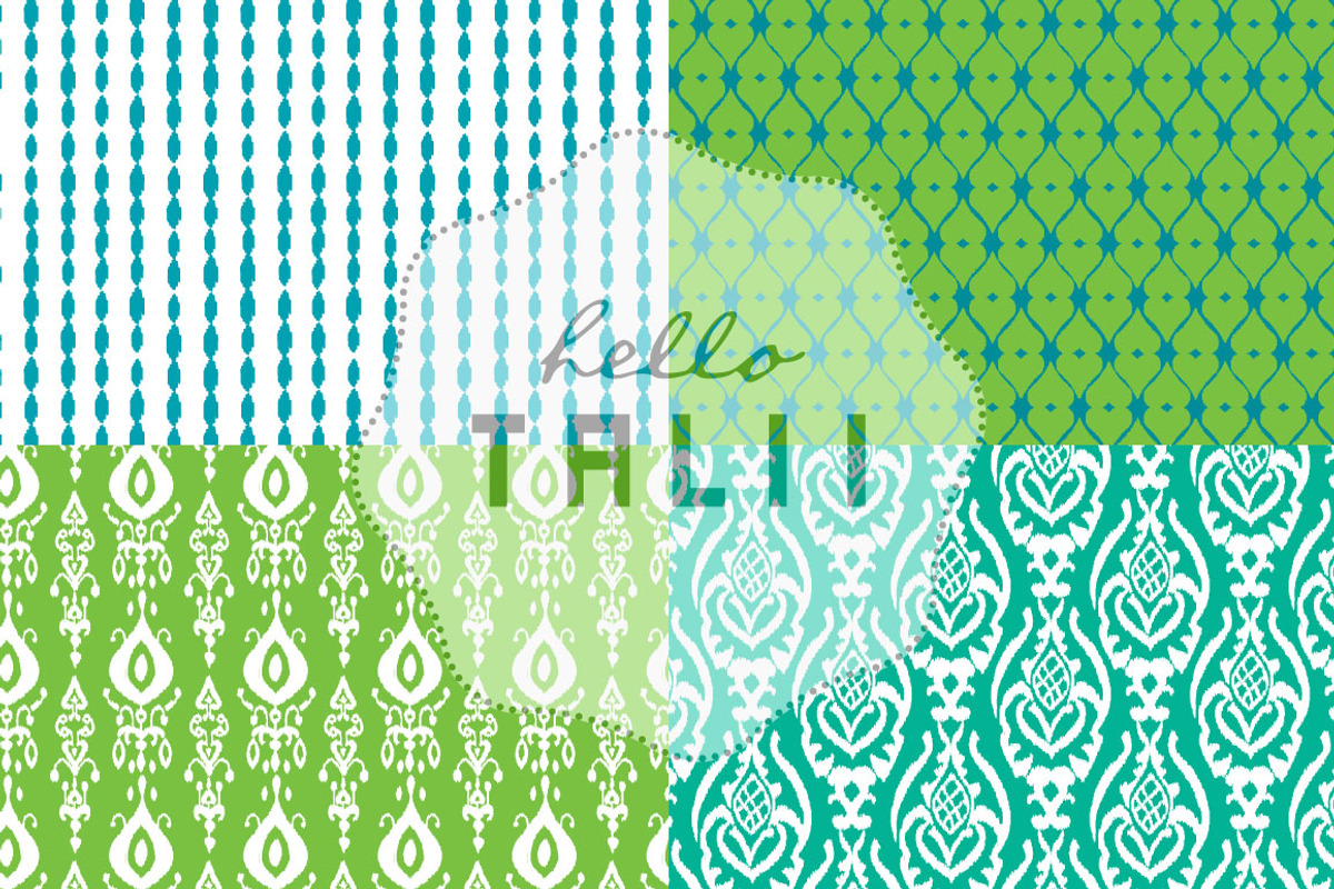Teal Ikat Digital Paper, a Pattern Graphic by Hello Talii (Photo 4 of 4)