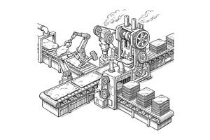 Industrial factory machine, an Illustration by AlexArt