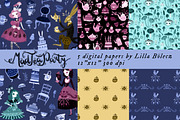 Mad Tea Party - Alice Digital Papers, a Pattern Graphic by Lilla Bölecz (Thumbnail 1 of 6)