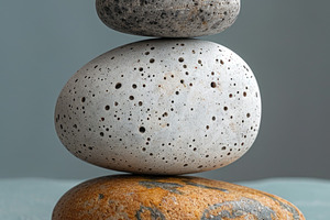 Minimal Stacked Stones with Natural Texture on Neutral Backgroun, an Abstract Photo by José Manuel Gelpi