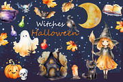 Watercolor halloween party witch png, an Object Graphic by KomtsyanTatyanaArt (Thumbnail 1 of 4)