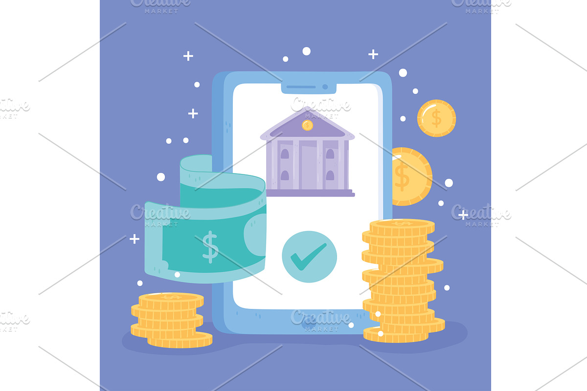 online banking smartphone, a Finance Illustration by studiogstock