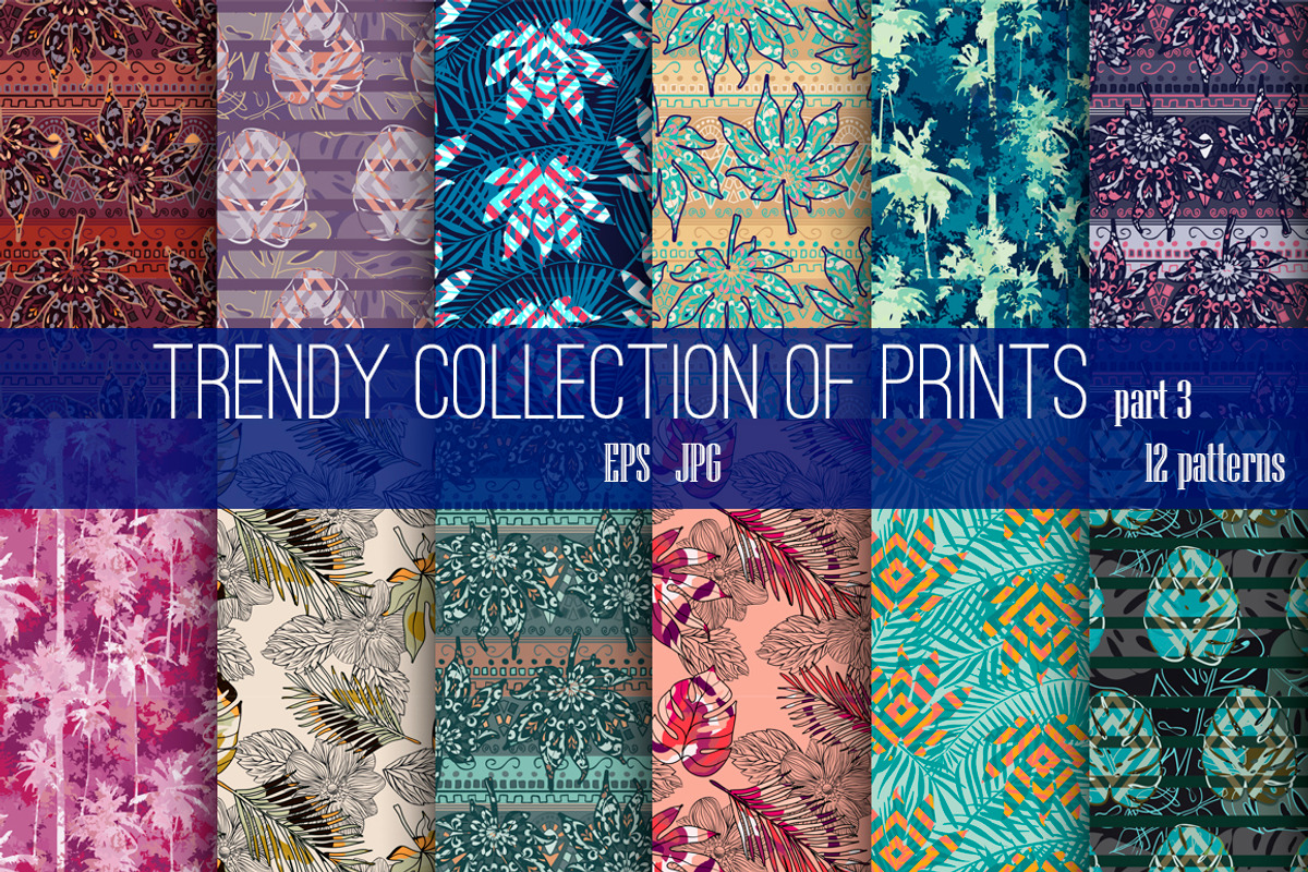 12 trendy tropical pattern., a Pattern Graphic by zeffir (Photo 1 of 3)