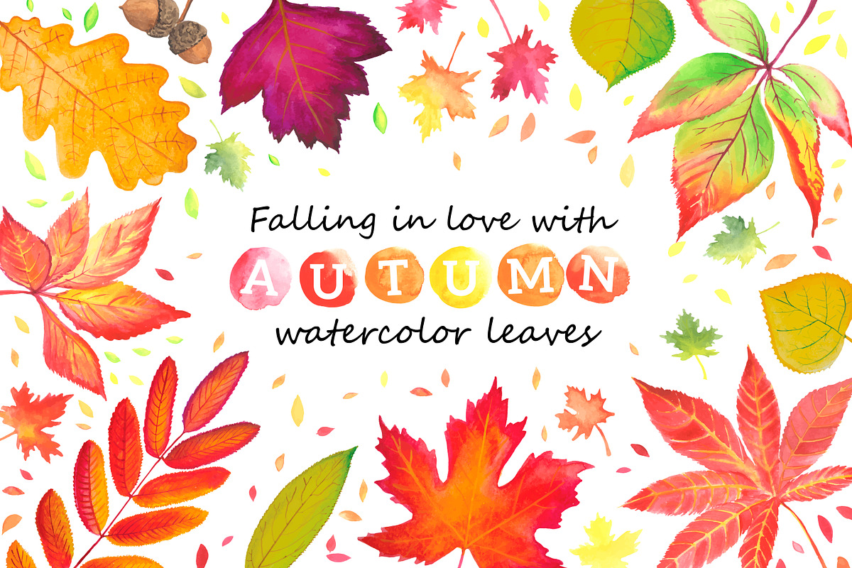 Autumn leaves. Watercolor., an Illustration by Olga Bonitas (Photo 1 of 5)