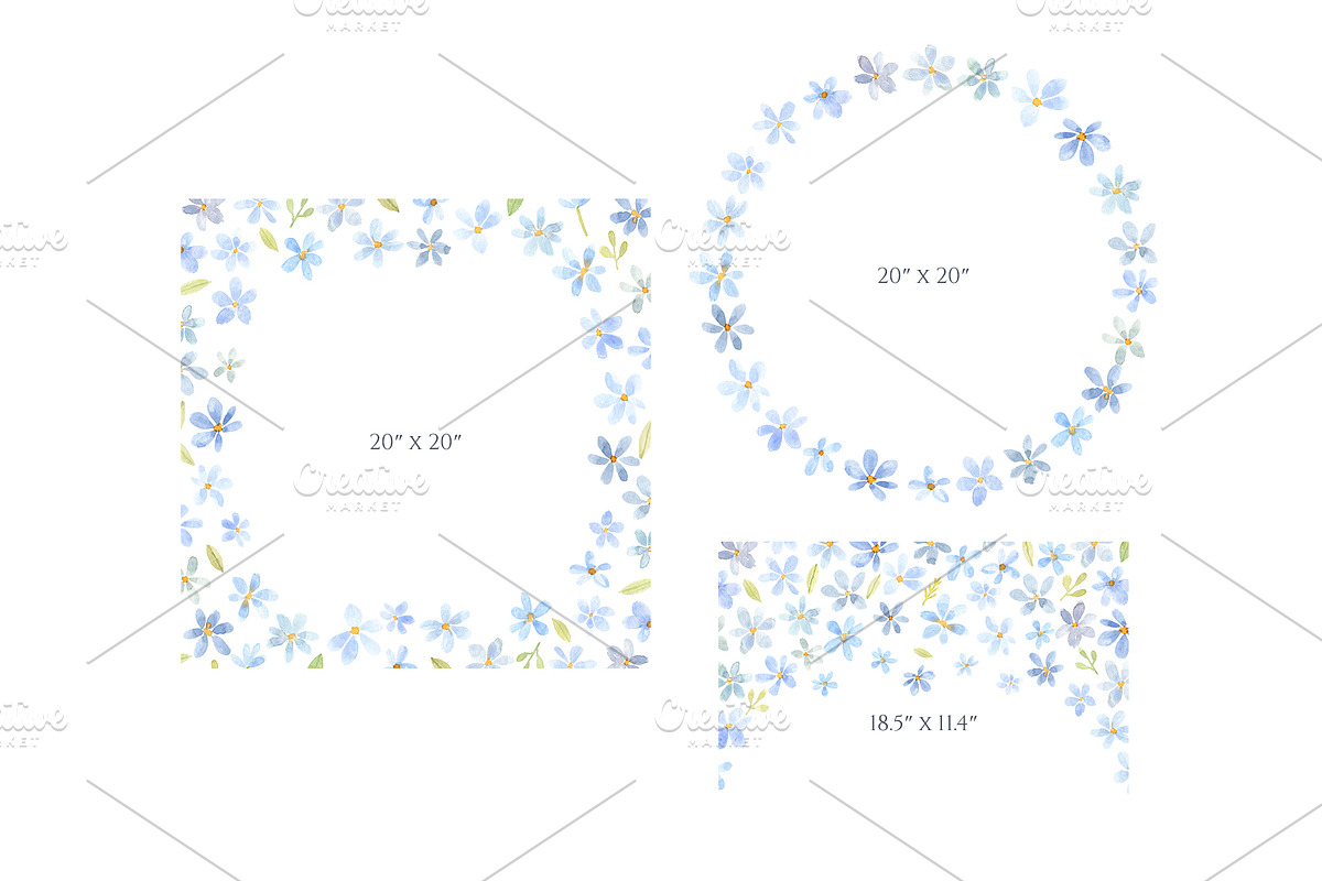 Light Blue Watercolor Flowers, a Decorative Illustration by GraphicsDish (Photo 3 of 4)