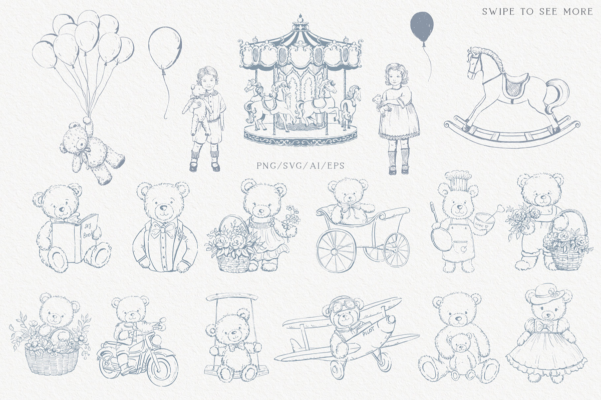 Vintage nursery clipart bundle, an Object Illustration by Sensual Art (Photo 2 of 13)
