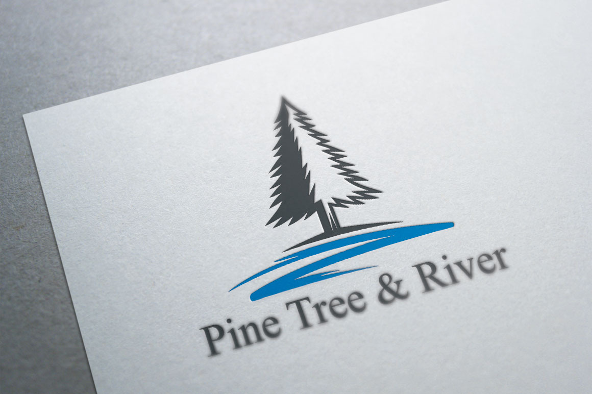 Pine Tree and River Logo Template, a Branding & Logo Template by ...