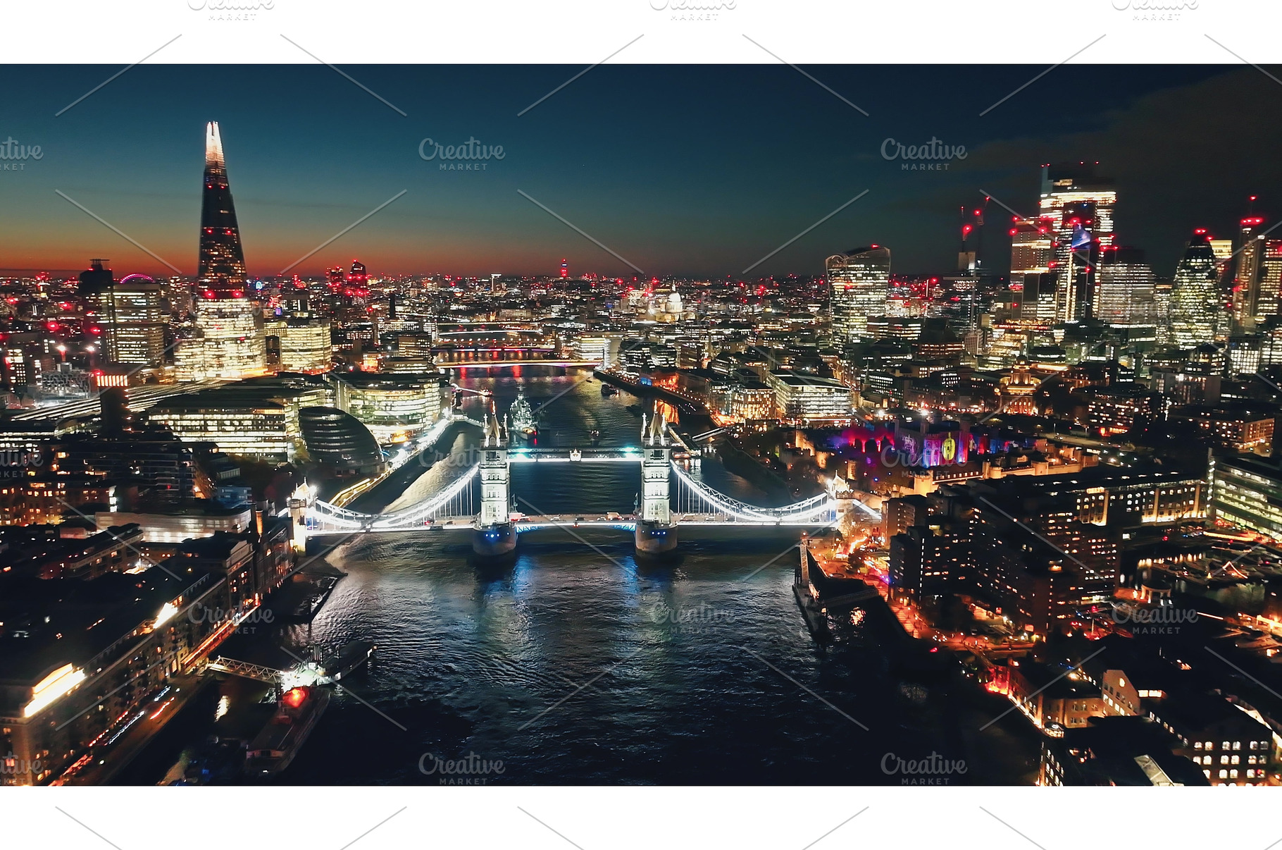 London by night showing Tower Bridge, an Architecture Photo by Goinyk