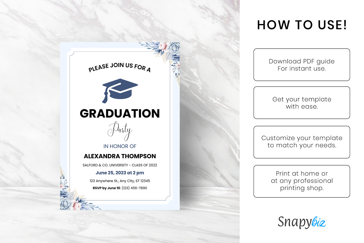 Graduation Invitation Canva Template, an Invitation Template by Snapybiz (Photo 5 of 10)