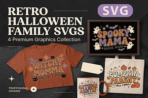 Retro Halloween Family SVG Bundle