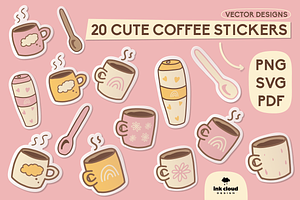 Coffee Shop Tea Cups Mugs Stickers