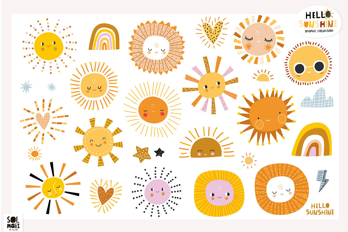 Hello SUNSHINE graphic collection, a Decorative Illustration by solmariart (Photo 5 of 10)