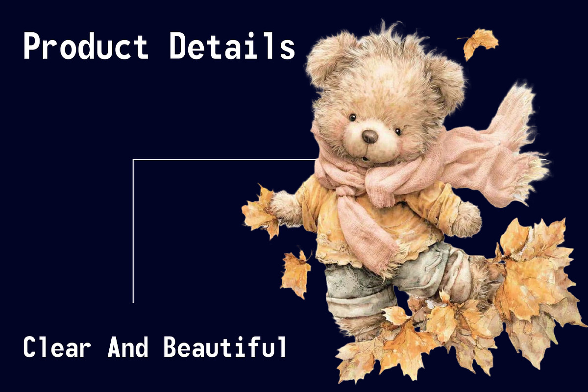 Whimsical Fall Autumn Teddy Bear, a Seasonal Illustration by CitraGraphics (Photo 6 of 6)