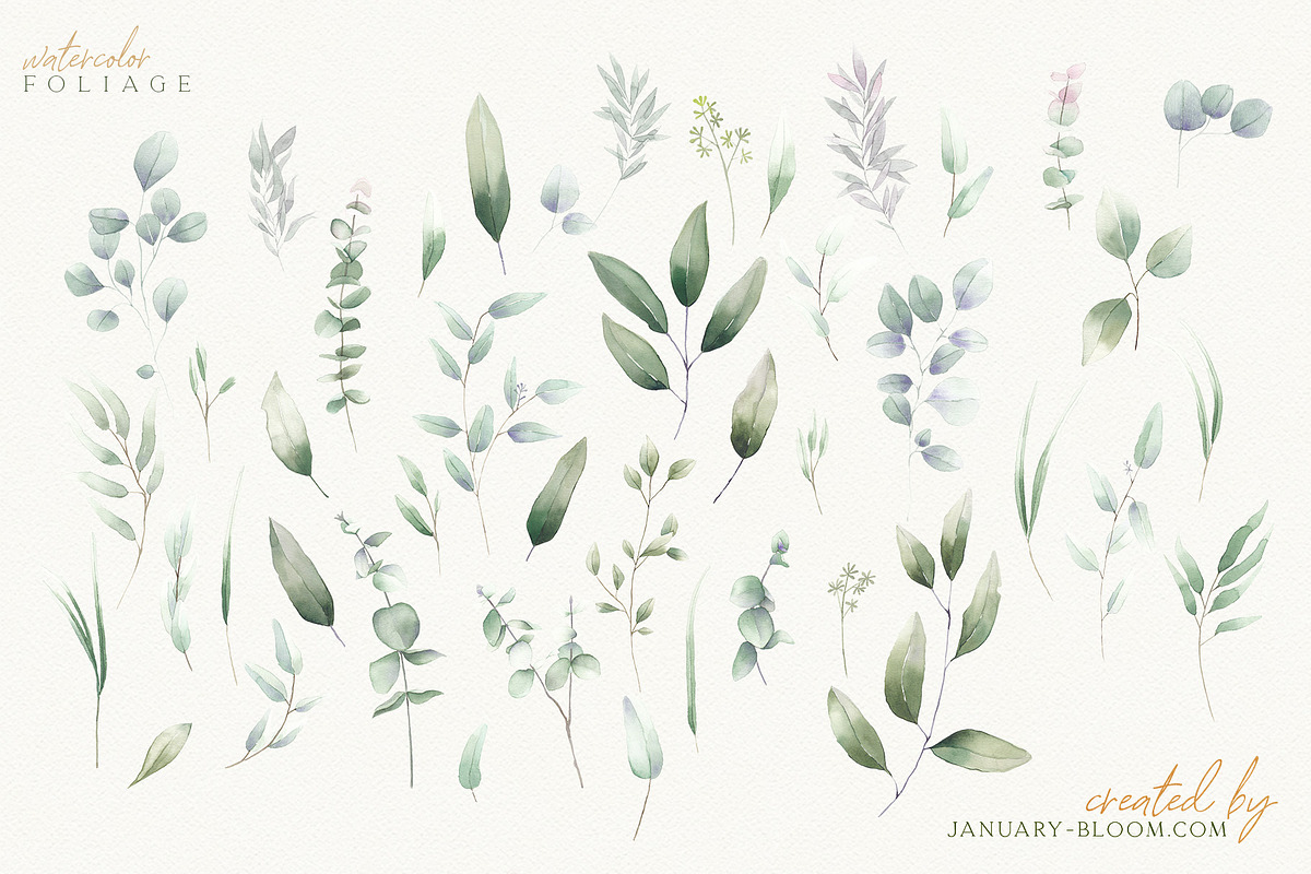 watercolour luxury foliage gold leaf, a Texture Illustration by January Bloom (Photo 9 of 14)