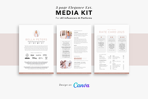 3-Page Influencer Media Kit Canva