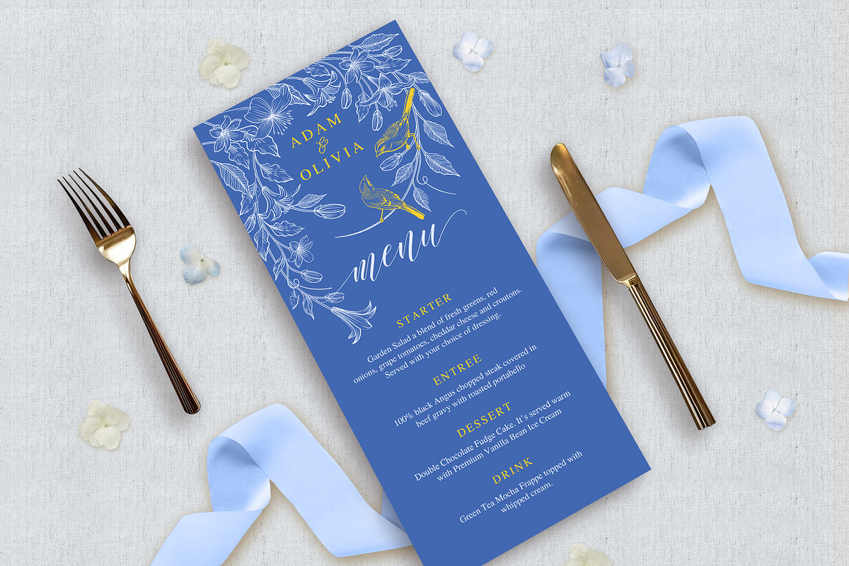 Love birds Wedding Menu card, an Invitation Template by Shwet Art (Photo 2 of 5)