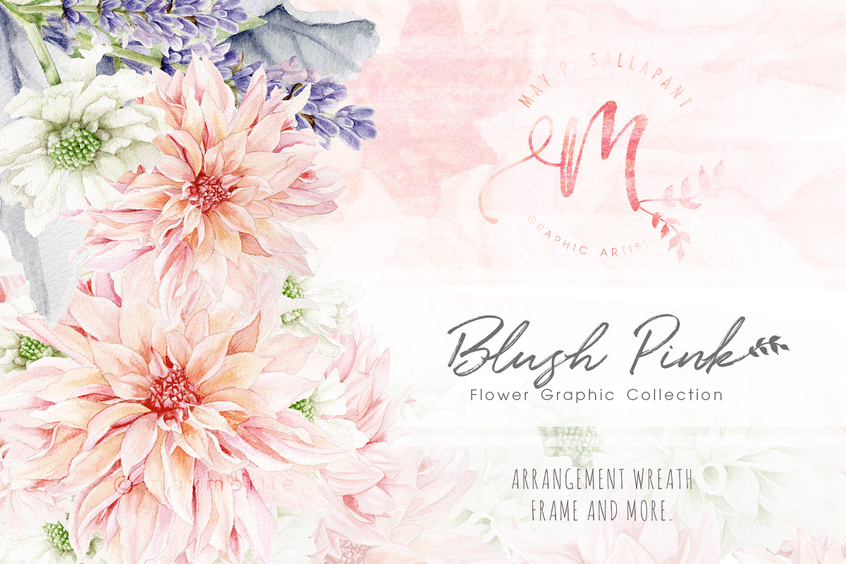 BlushPink Watercolor Floral Clipart, an Illustration by May • SHO (Photo 14 of 15)