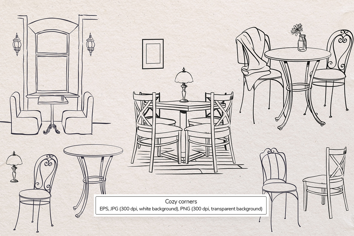 The Dessert corner. Vector art, a Food Illustration by Nadia Murash (Photo 4 of 7)