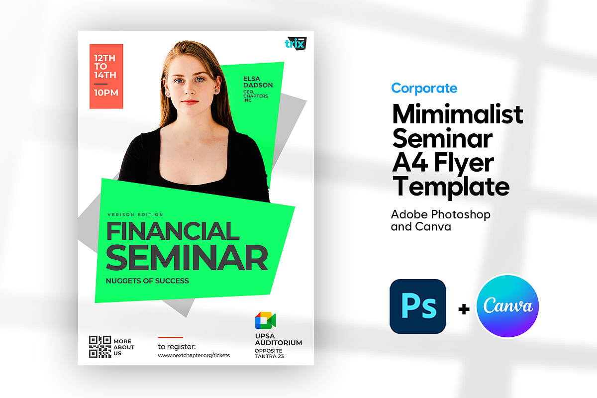 Modern Seminar Flyer | Canva & PSD, a Flyer Template by Vintage Impressions (Photo 1 of 6)
