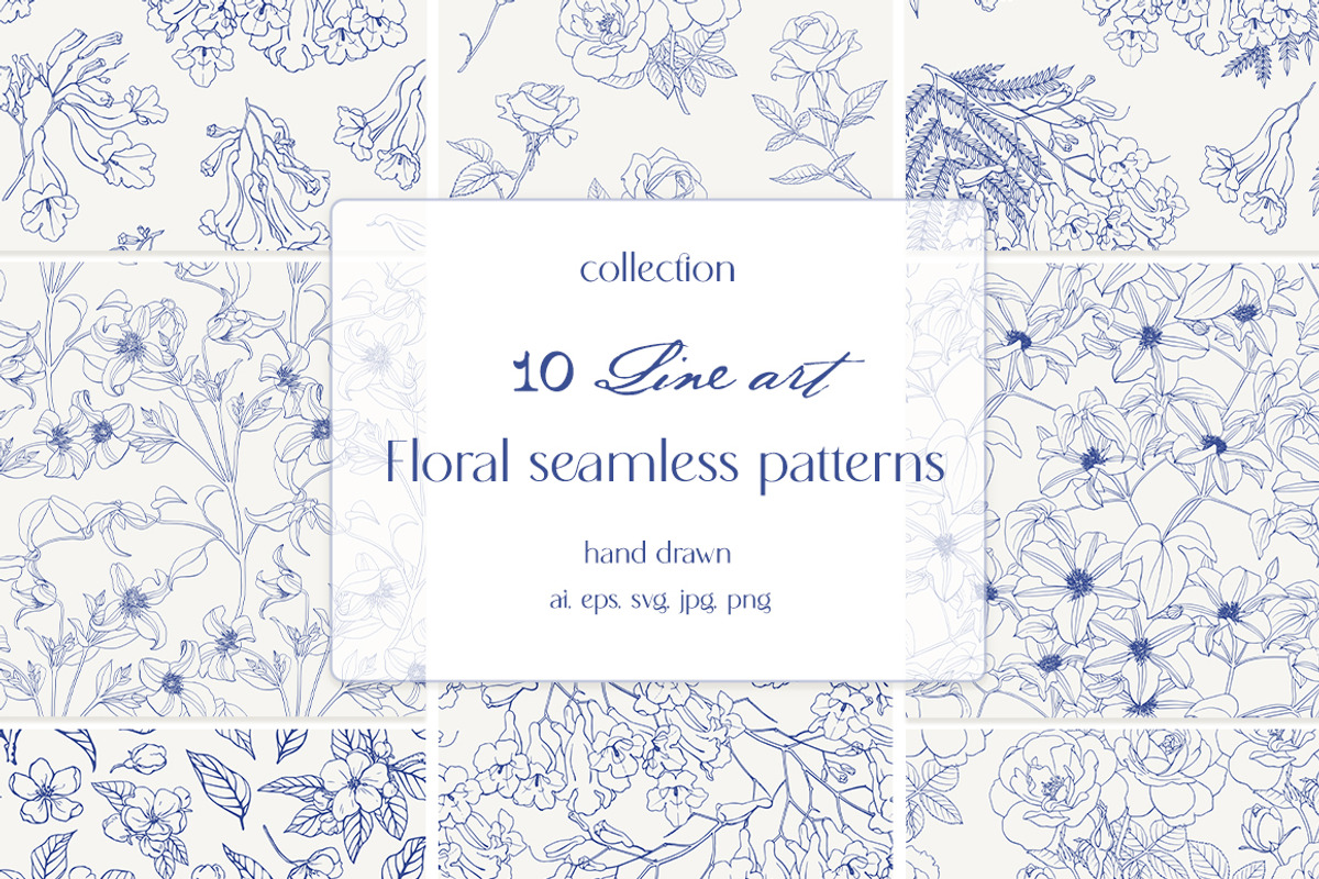 Line Art Vintage Seamless Patterns, a Pattern Graphic by ON_lineart_store (Photo 1 of 10)