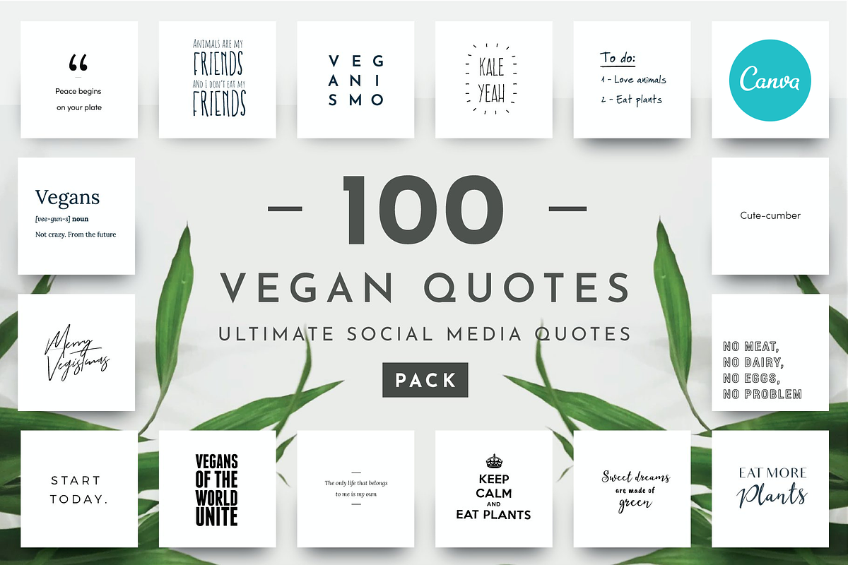100 Vegan & Vegetarian Food Quotes, a Social Media Template by Delightful Design (Photo 1 of 5)