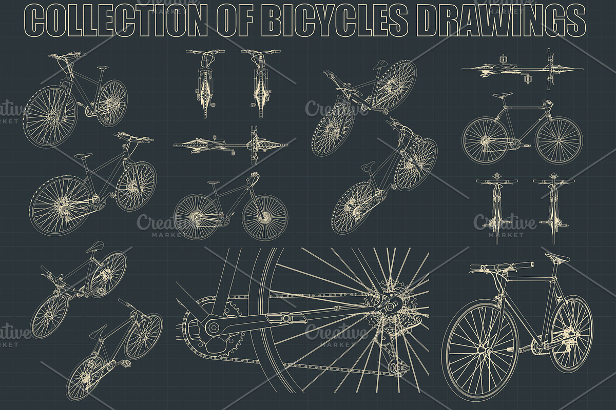Bicycles drawings Set, an Illustration by Blacklight (Photo 3 of 8)