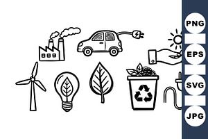 Eco Energy Hand Drawn Clipart, an Illustration by designvectx