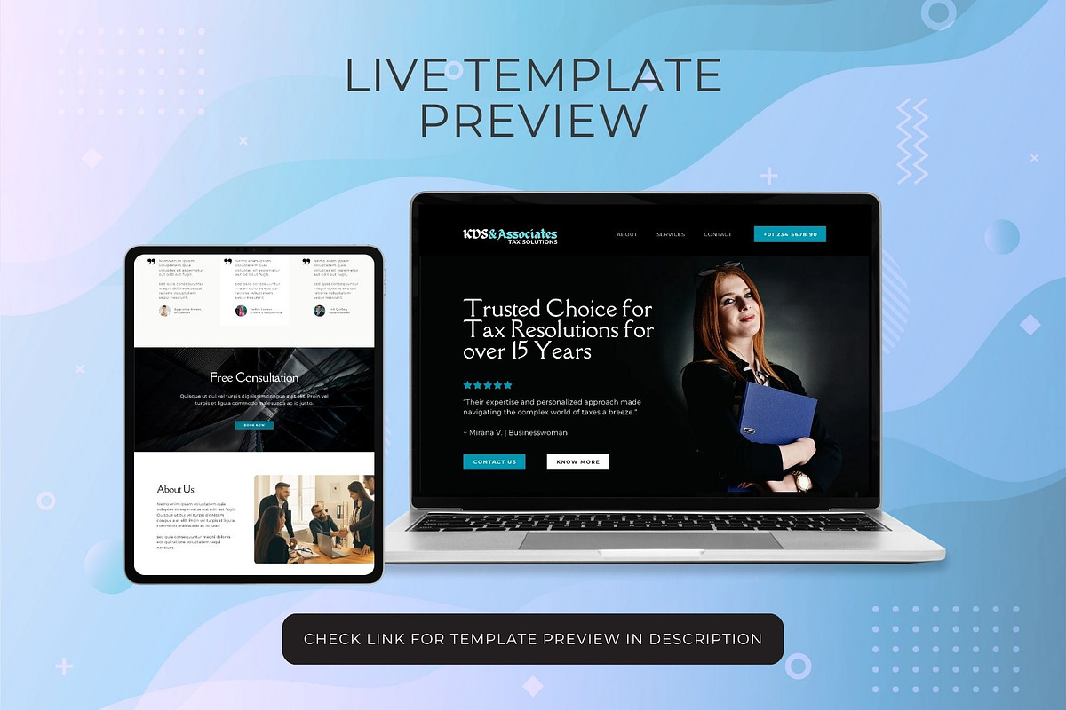 Tax Preparer Website Template, a Landing Page Template by Kromatic Design Studio (Photo 8 of 10)
