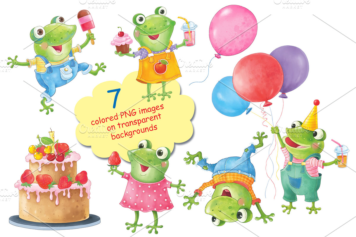 Cute and funny frogs having a party, an Illustration by Haso (Photo 2 of 5)