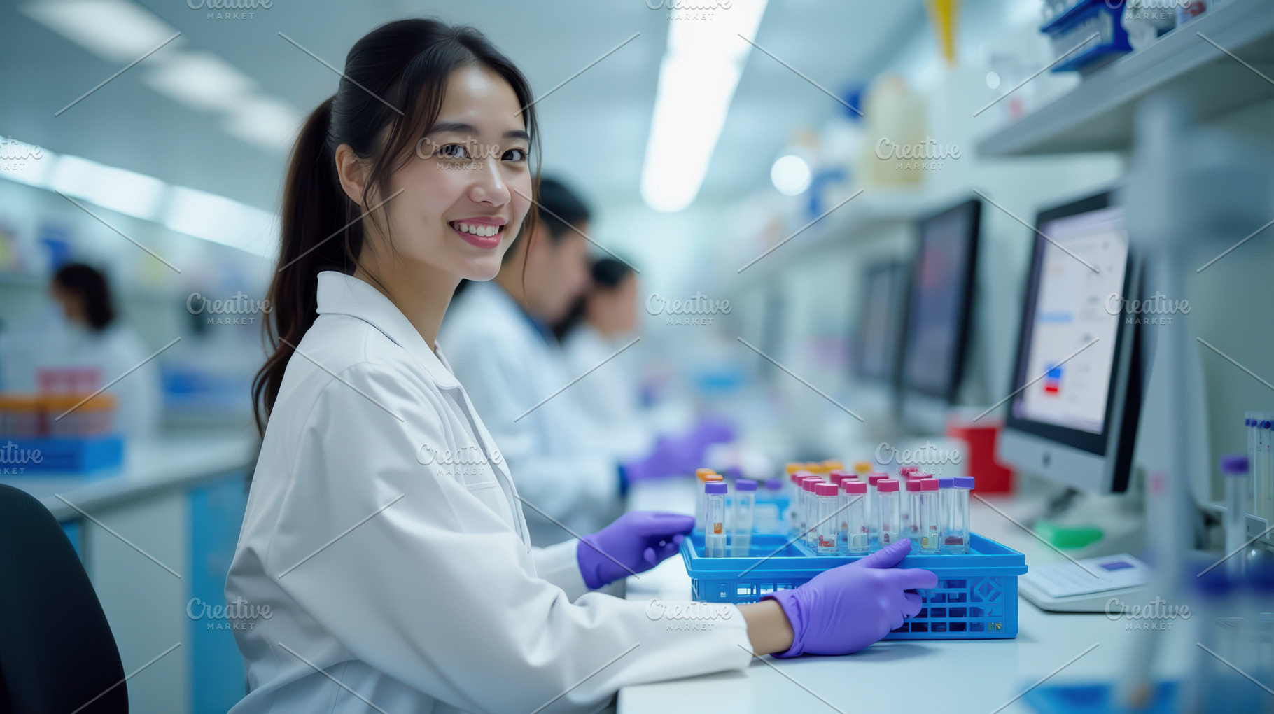 Female Scientist Working with Biolog, a Health & Medical Photo by angellodeco