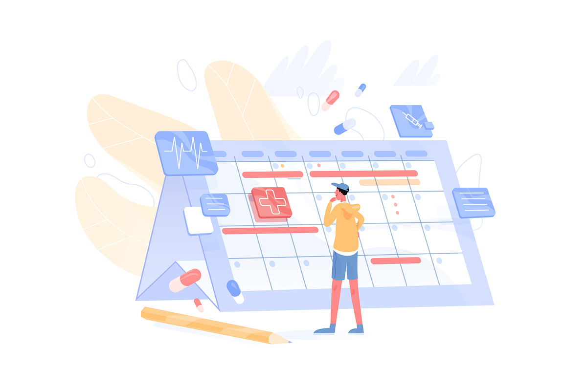 Choosing date of appointment concept, a Healthcare Illustration by Good Studio (Photo 2 of 3)