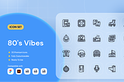 80's Vibes Icon Set, an Outline Icon by Nathaya Studio (Thumbnail 1 of 2)