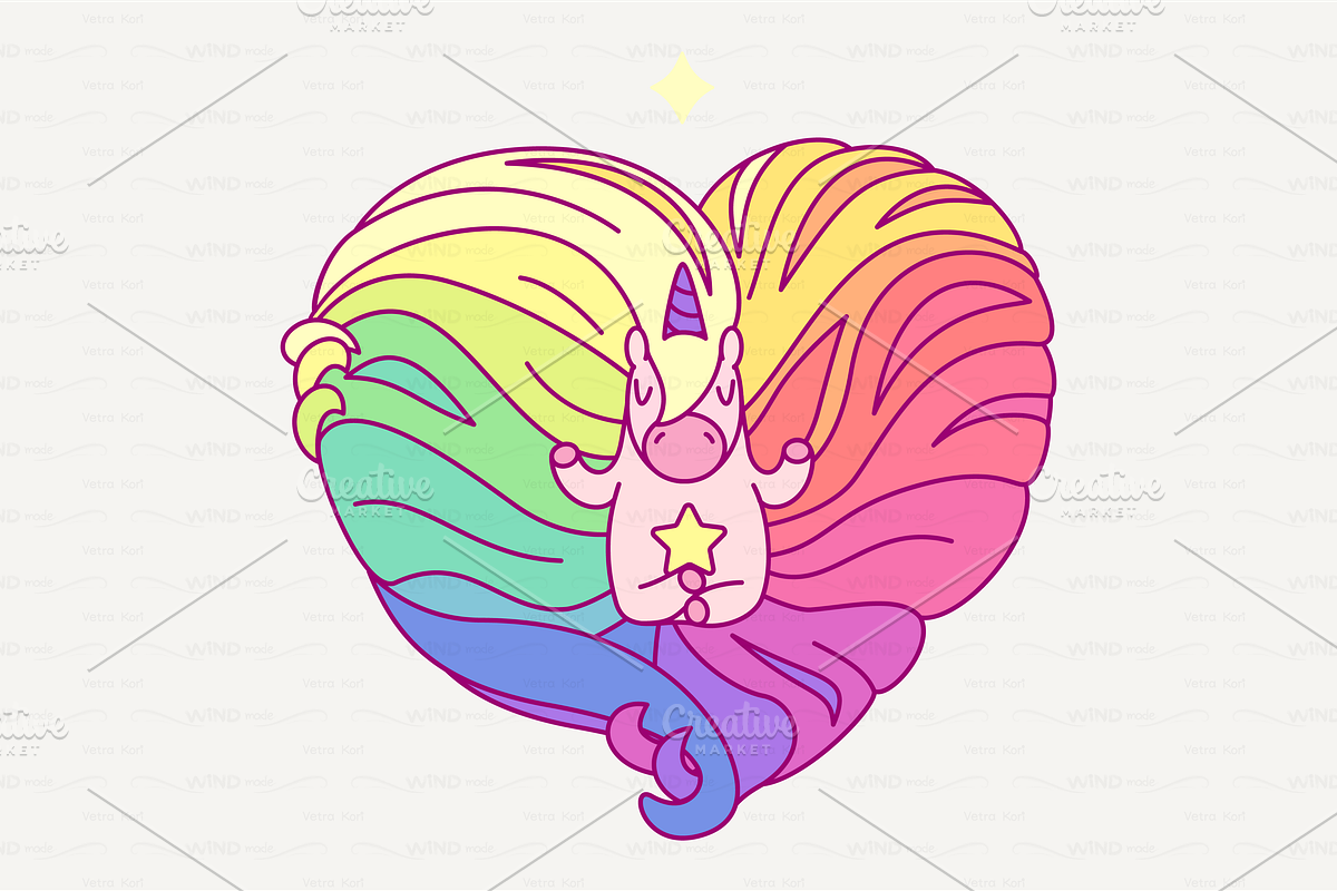 vector Cute rainbow unicorn, a Pattern Graphic by WINDmade