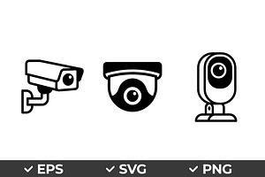 Security Camera Vector Icon Set, an Object Graphic by Artonix