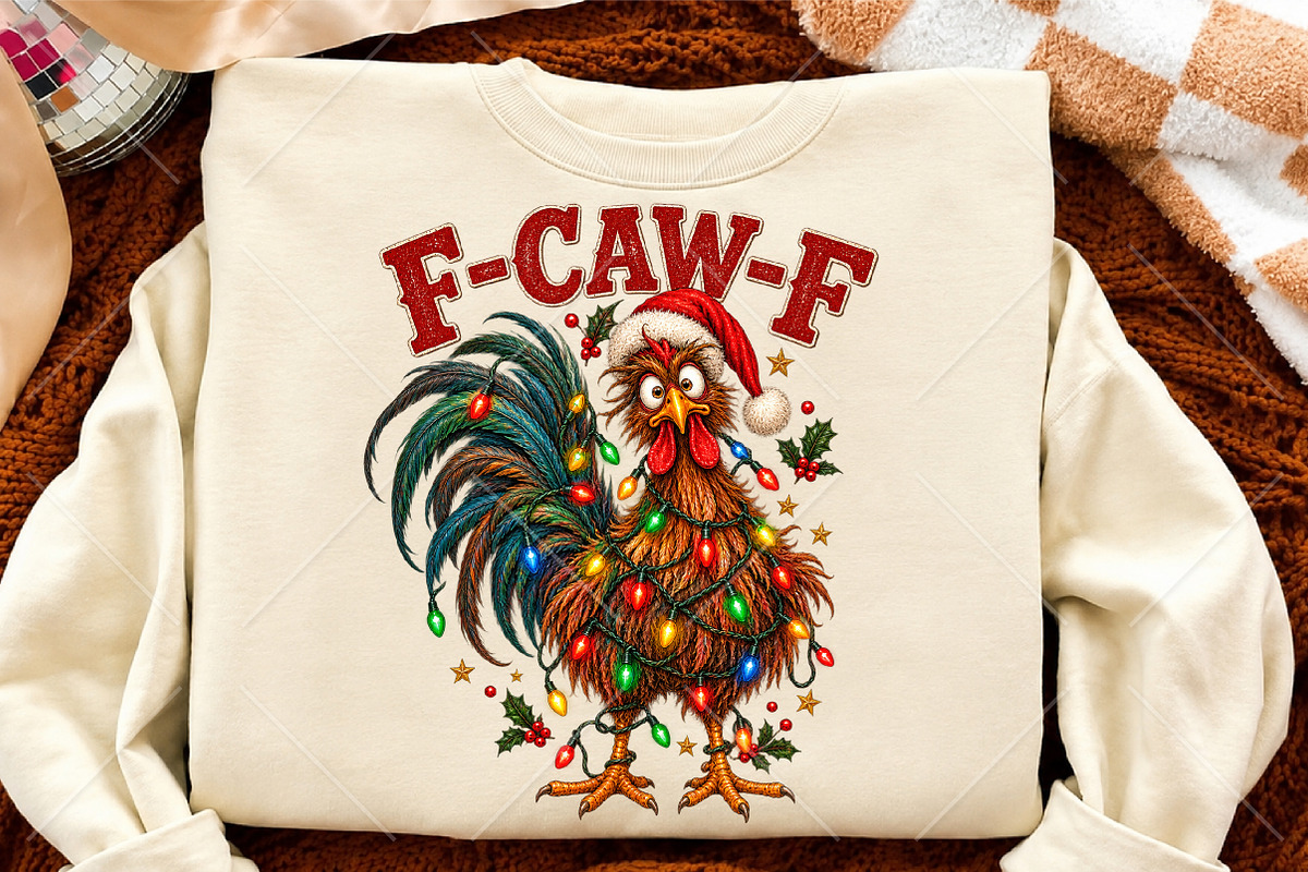 Funny Christmas Chicken F-CAW-E PNG, a Seasonal Illustration by Canvas Craft (Photo 4 of 6)