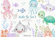 Under the Sea 2 Watercolor Clipart, an Animal Illustration by Estúdio Lin (Thumbnail 1 of 7)