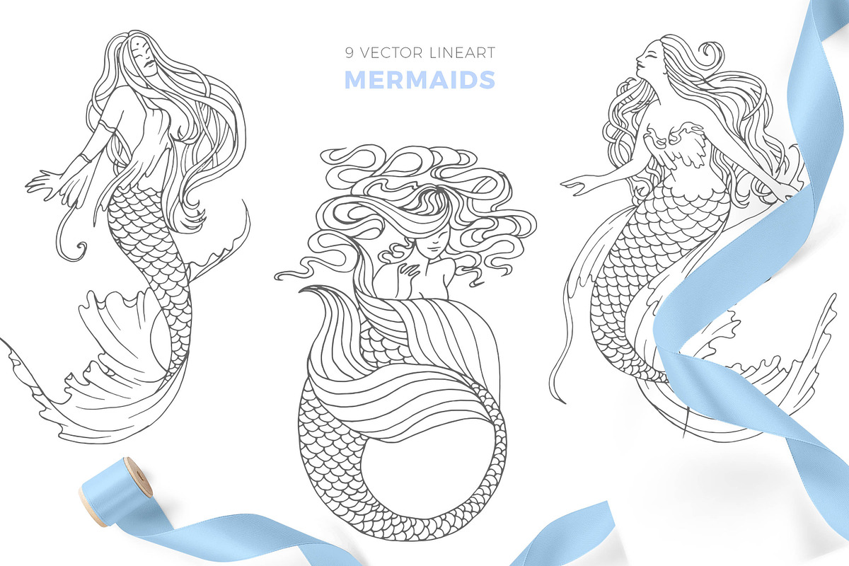 Mermaid Poetry. Lineart & Watercolor, an Illustration by EYWA ART (Photo 2 of 12)