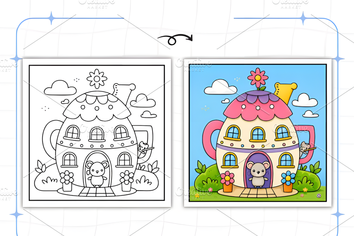 Whimsical Cozy Worlds Coloring Book, a Decorative Illustration by Design Station (Photo 3 of 8)