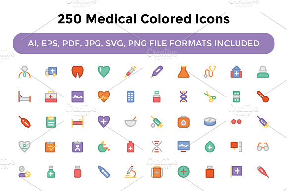 250 Medical Colored Icons