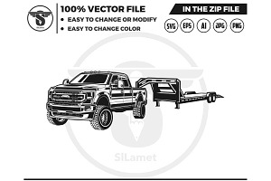pickup and trailer silhouette