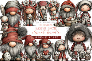 Whimsical Easter Gnome Clipart, an Illustration by DreamArtGraphic